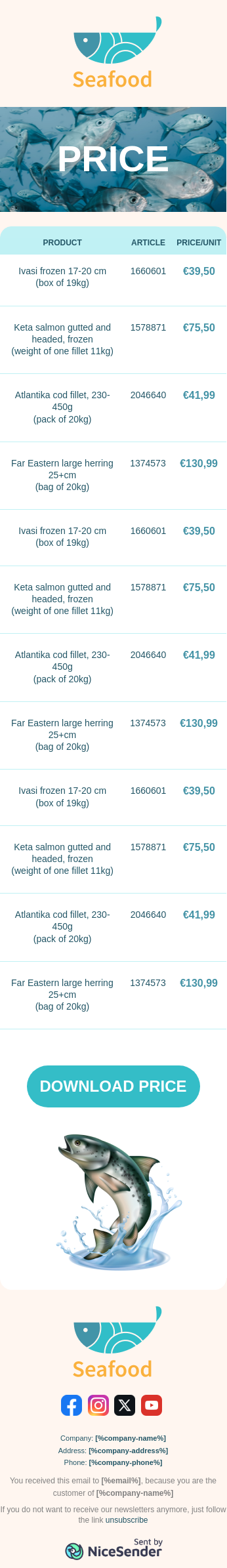 Updated Price List