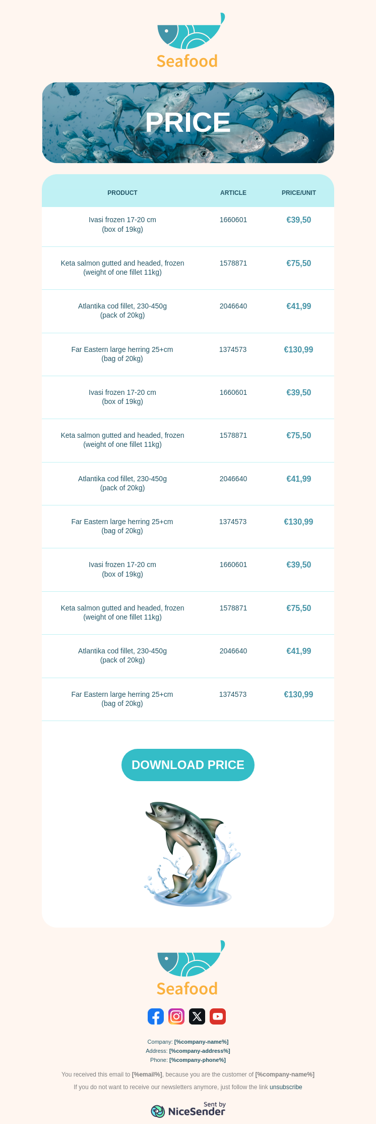 Updated Price List